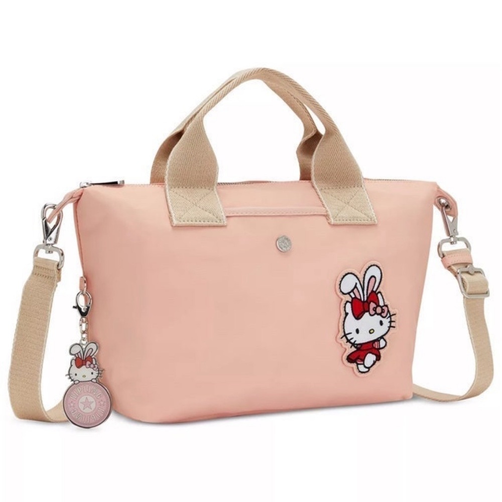 Kipling Pink Crossbody Tote with Hello Kitty Patch